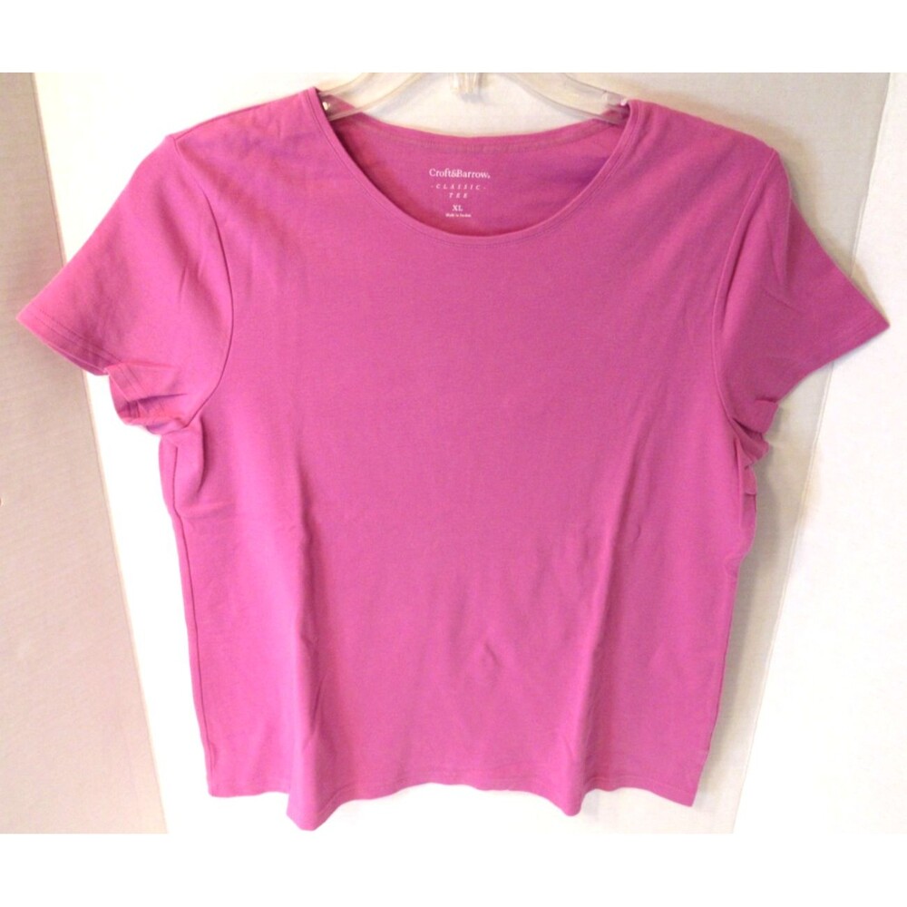 Croft & Barrow Dark Pink XL Short Sleeve Classic Tee Shirt Womens Crew neck